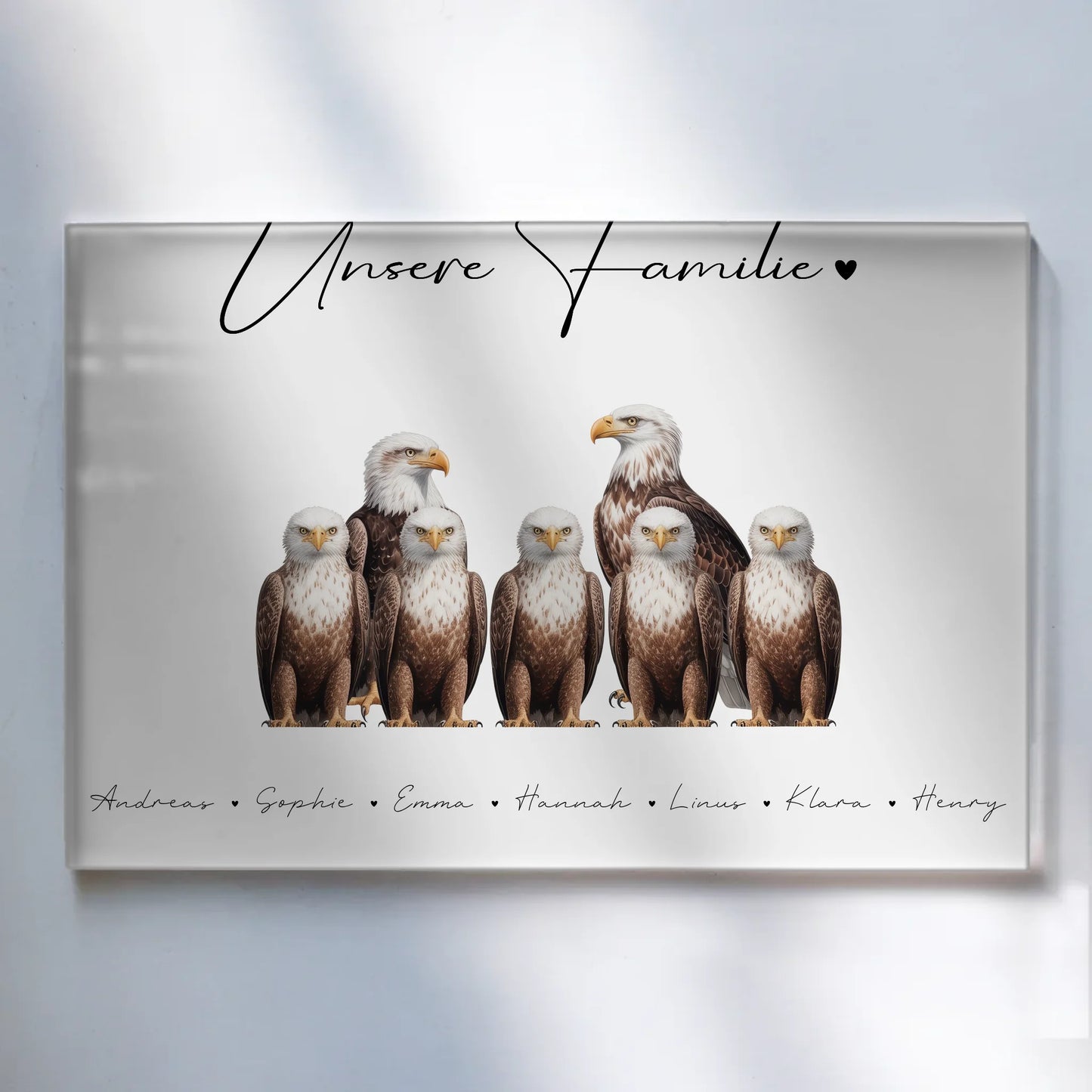Acrylglas Bild Personalisiert magnetisch Adler Familienporträt Geschenk für Mama Papa Oma Opa