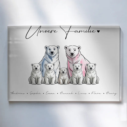 Acrylglas Wandbild Personalisiert magnetisch Eisbären Familienporträt Geschenk für Oma Opa Mama Papa