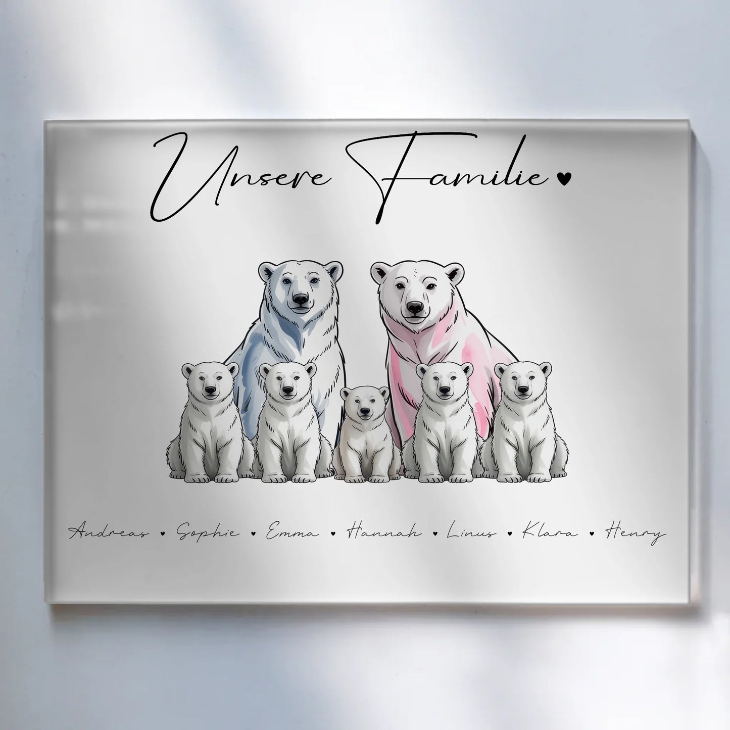 Acrylglas Wandbild Personalisiert magnetisch Eisbären Familienporträt Geschenk für Oma Opa Mama Papa