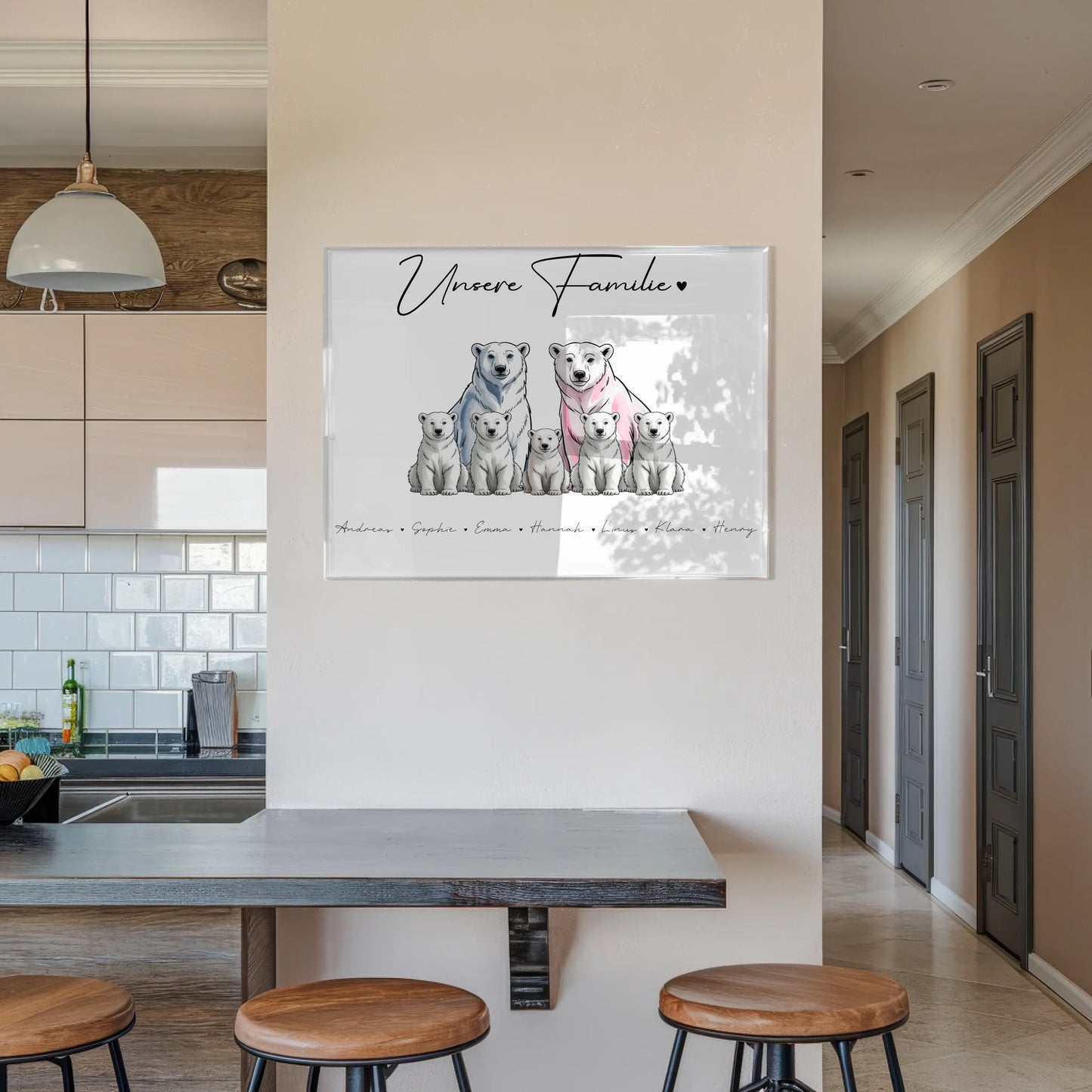 Acrylglas Wandbild Personalisiert magnetisch Eisbären Familienporträt Geschenk für Oma Opa Mama Papa
