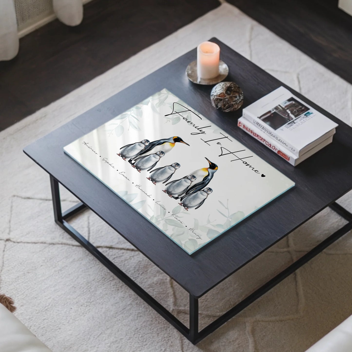 Personalisiertes Acrylglasbild Pinguin Familienporträt Geschenk für Mama Papa Oma Opa