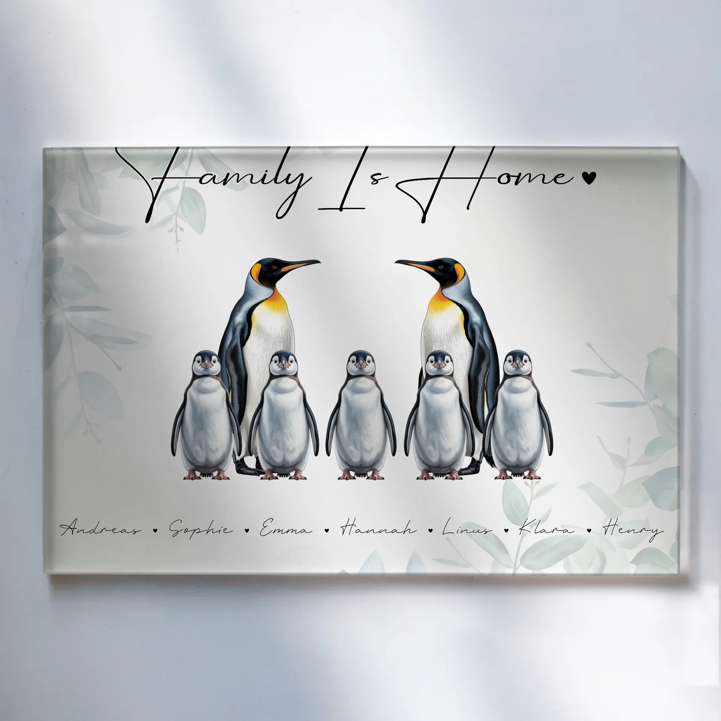 Personalisiertes Acrylglasbild Pinguin Familienporträt Geschenk für Mama Papa Oma Opa