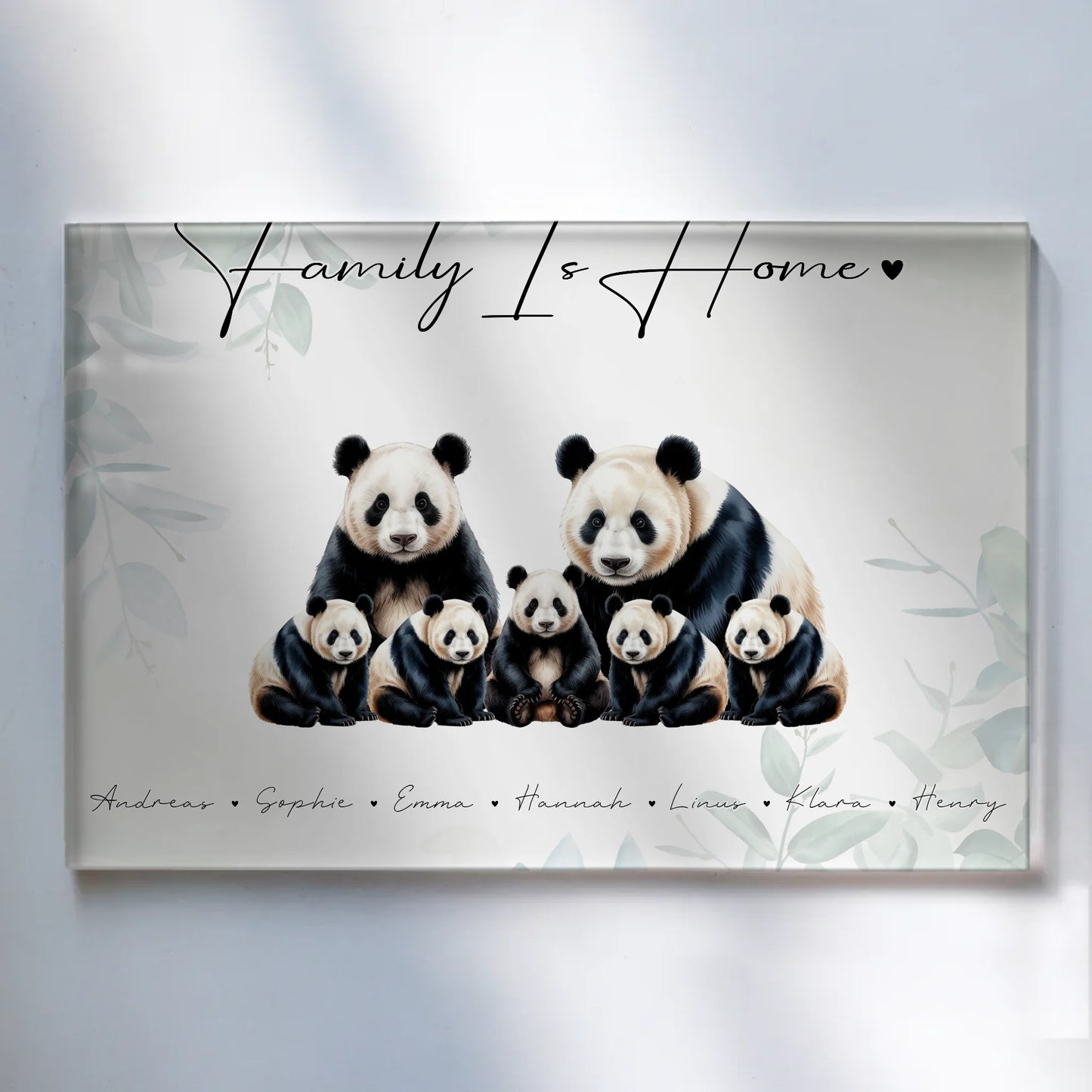 Personalisiertes Acrylglasbild Panda Familienporträt Geschenk für Oma Opa Mama Papa