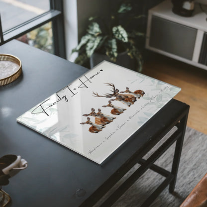 Acrylglas Wandbild Personalisiert Reh Familienporträt Geschenk für Papa Mama Oma Opa