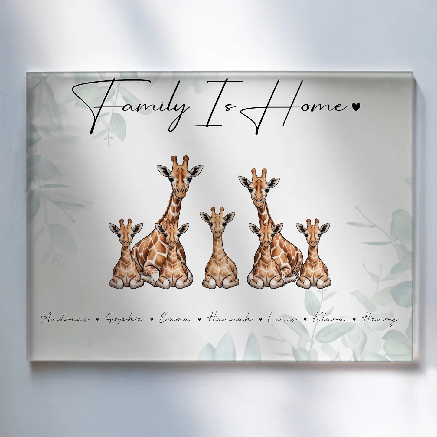 Personalisiertes Acrylglasbild Magnetisch Giraffe Familienporträt Geschenk für Oma Opa Mama Papa