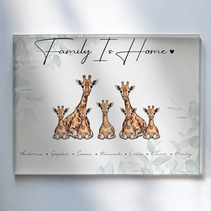 Personalisiertes Acrylglasbild Magnetisch Giraffe Familienporträt Geschenk für Oma Opa Mama Papa