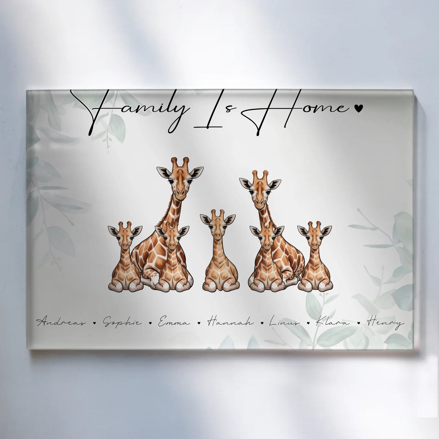 Personalisiertes Acrylglasbild Magnetisch Giraffe Familienporträt Geschenk für Oma Opa Mama Papa