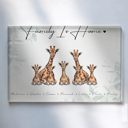 Personalisiertes Acrylglasbild Magnetisch Giraffe Familienporträt Geschenk für Oma Opa Mama Papa