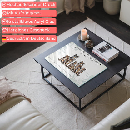Personalisiertes Acrylglas Bild magnetisch Wolf Familienporträt Geschenk für Papa Mama Oma Opa