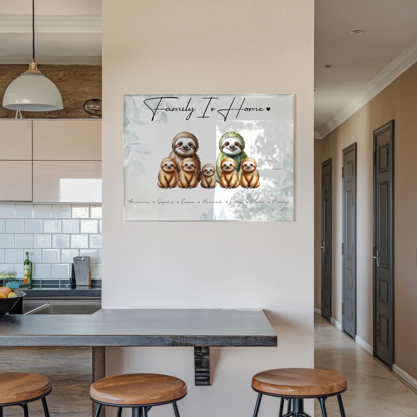 Acrylglasbild Personalisiert magnetisch Faultier Familienporträt Geschenk für Mama Papa Oma Opa