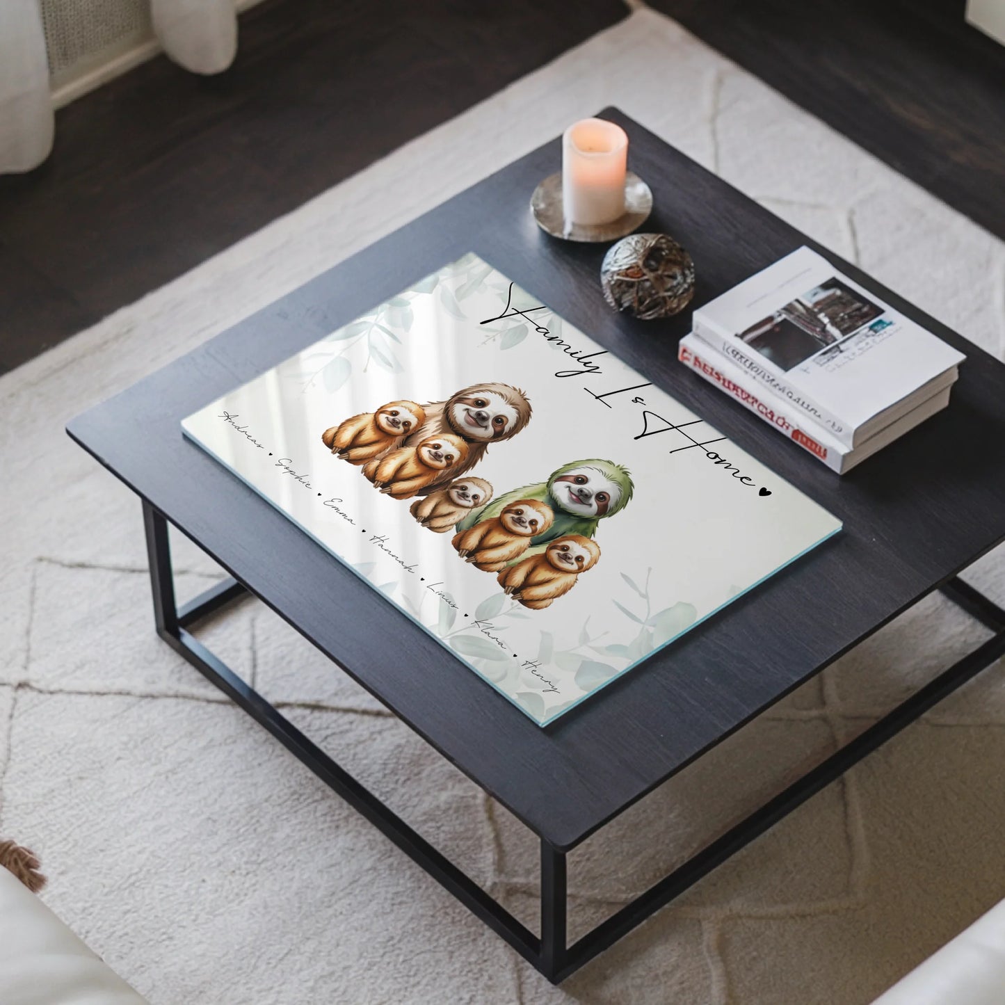 Acrylglasbild Personalisiert magnetisch Faultier Familienporträt Geschenk für Mama Papa Oma Opa