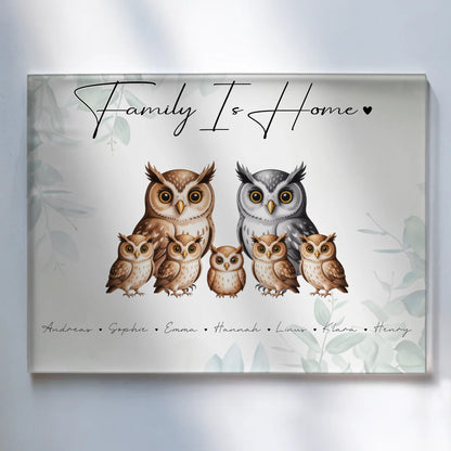 Acrylglas Wandbild Personalisiert magnetisch Eulen Familienporträt Geschenk für Papa Mama Oma Opa