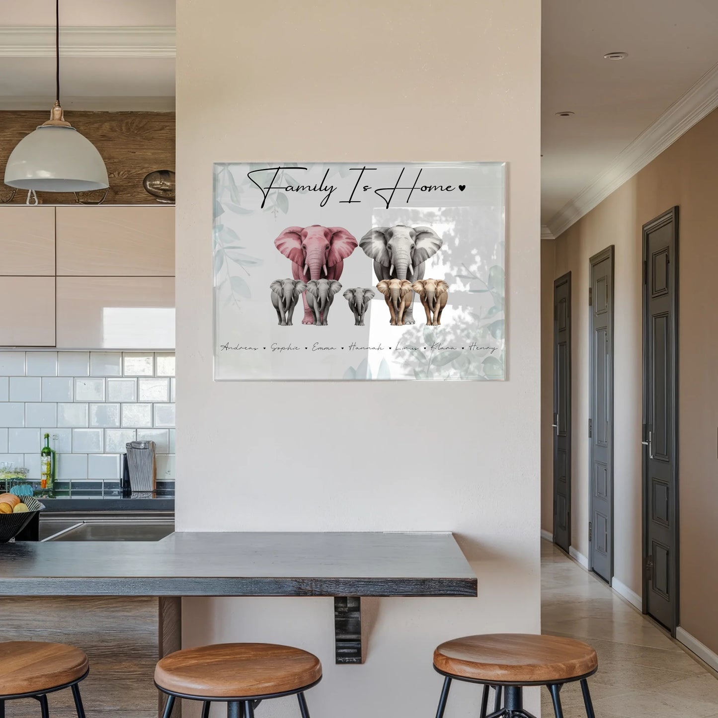 Personalisiertes Acrylglas Wandbild magnetisch Elefanten Familienporträt Geschenk für Mama Papa Oma Opa