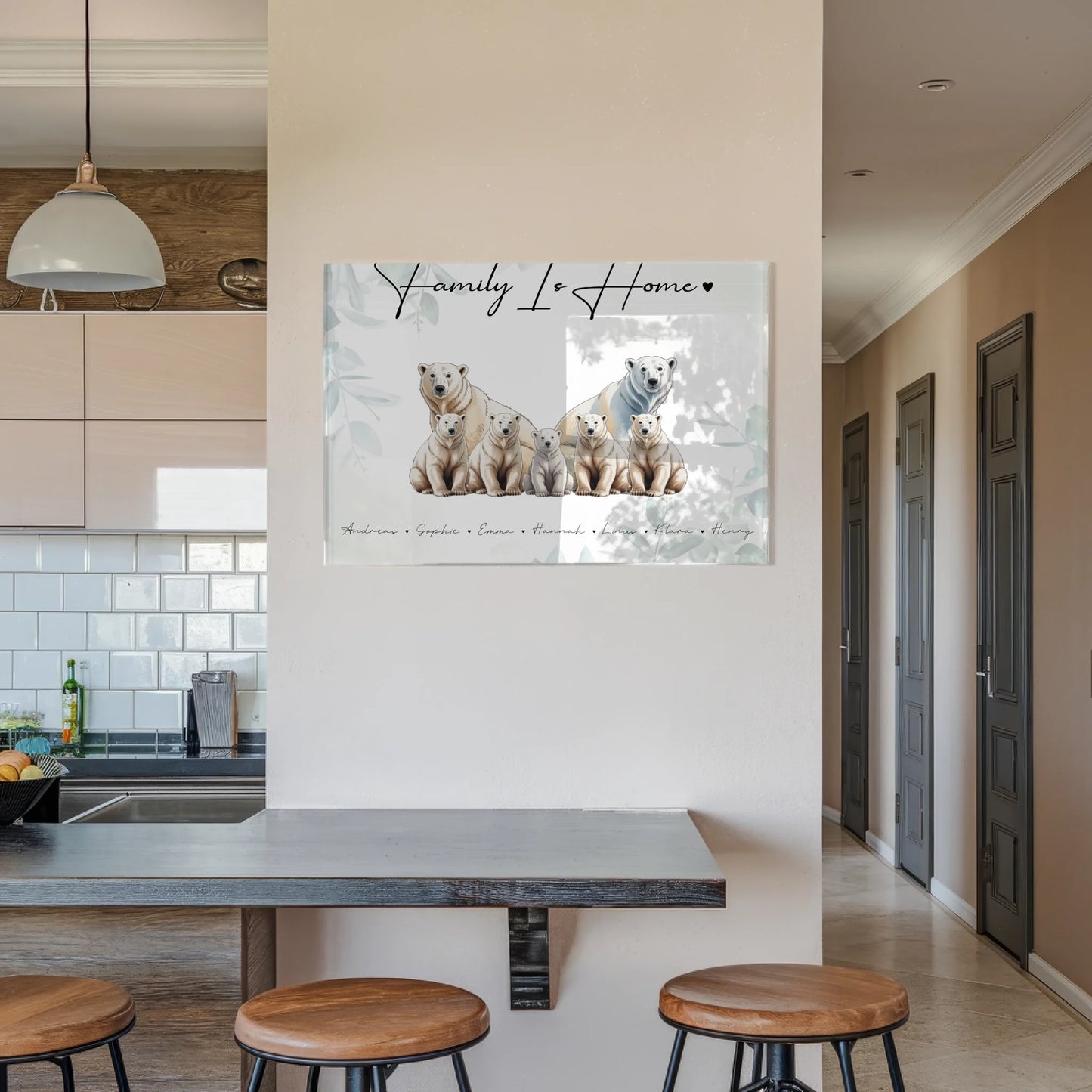 Personalisiertes Acrylglasbild Eisbär Familienporträt Geschenk für Oma Opa Mama Papa
