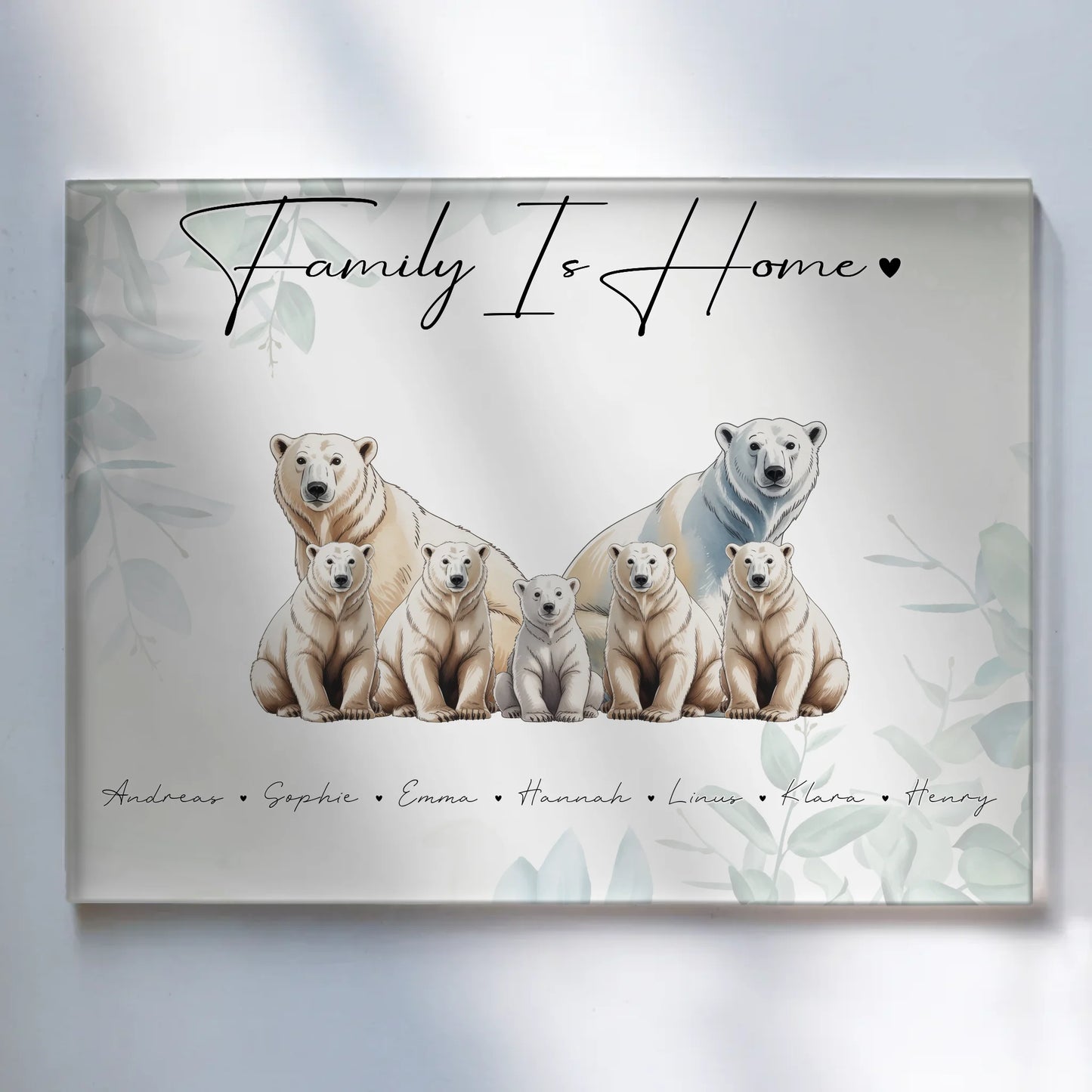 Personalisiertes Acrylglasbild Eisbär Familienporträt Geschenk für Oma Opa Mama Papa