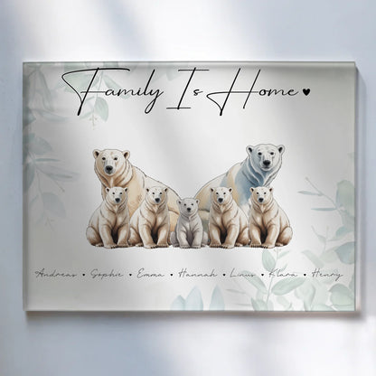 Personalisiertes Acrylglasbild Eisbär Familienporträt Geschenk für Oma Opa Mama Papa