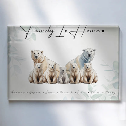 Personalisiertes Acrylglasbild Eisbär Familienporträt Geschenk für Oma Opa Mama Papa