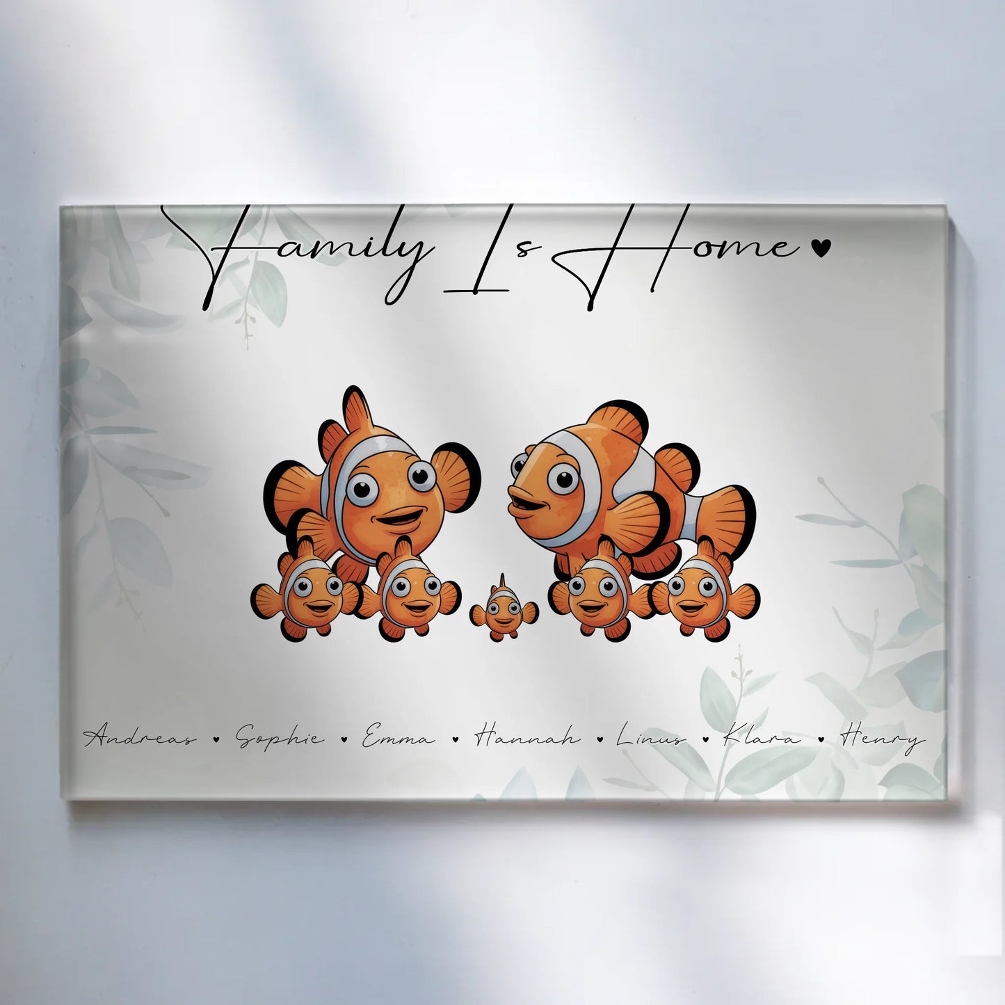 Personalisiertes Acrylglas Bild Clownfisch Familienporträt Geschenk für Papa Mama Oma Opa