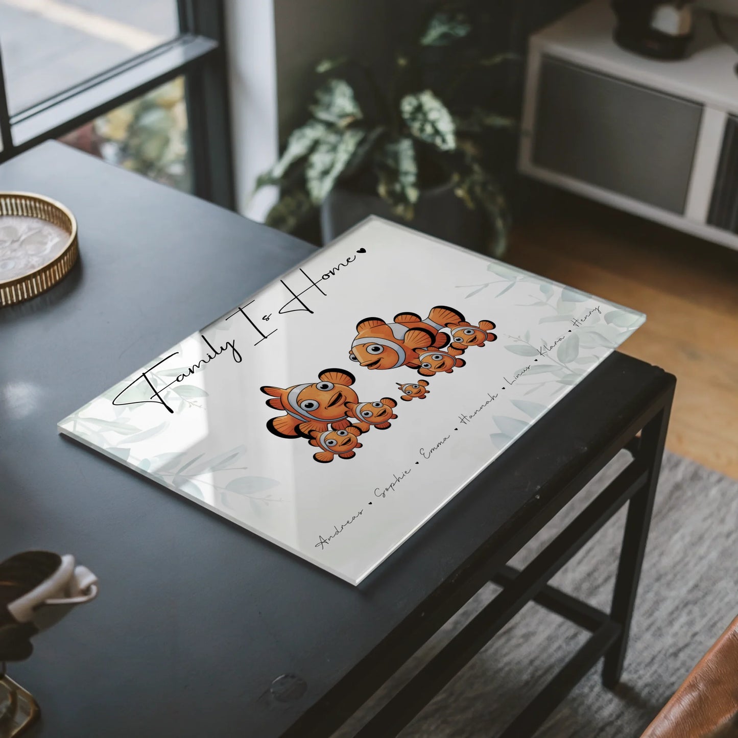 Personalisiertes Acrylglas Bild Clownfisch Familienporträt Geschenk für Papa Mama Oma Opa