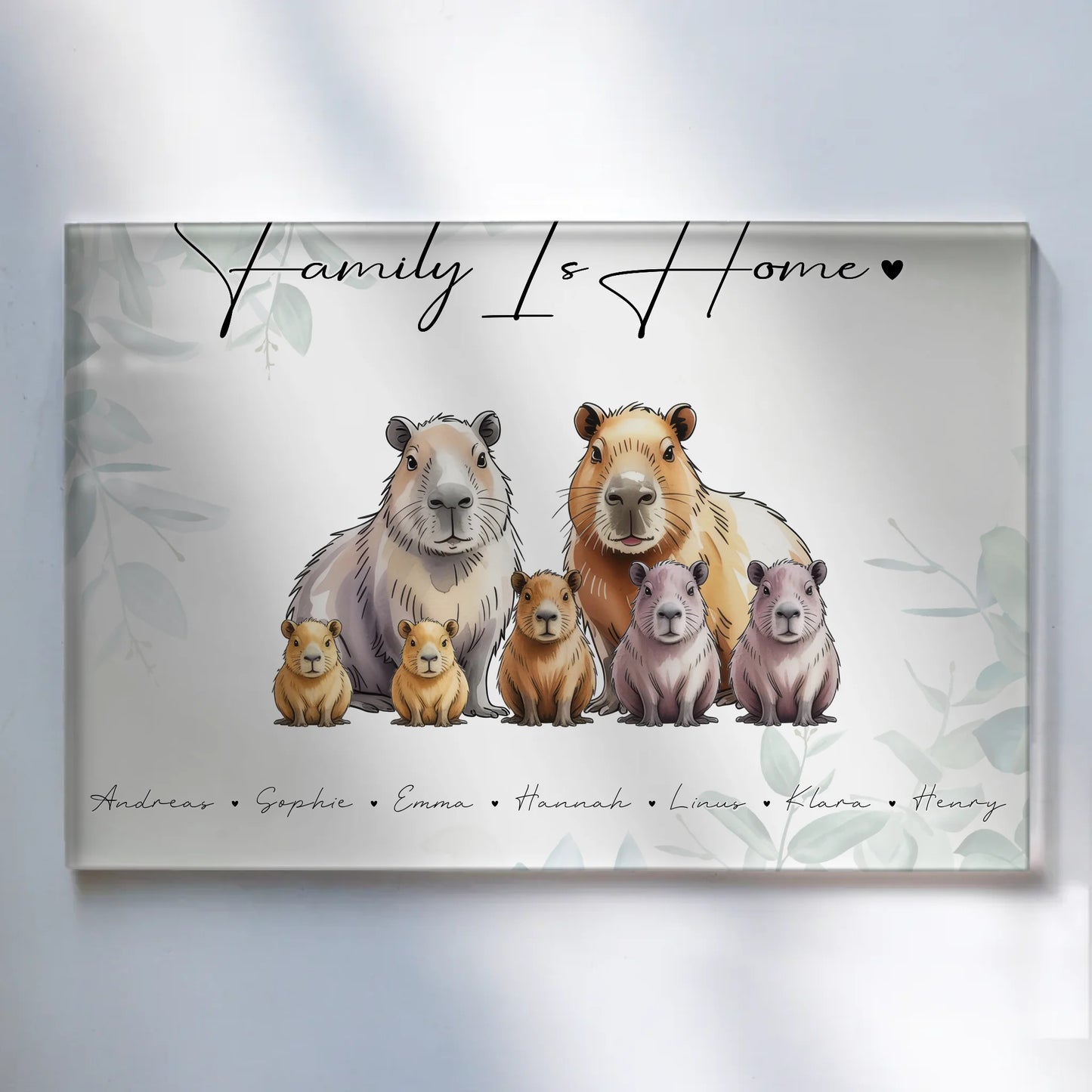 Acrylglasbild Personalisiert Capybara Familienporträt Geschenk für Mama Papa Oma Opa