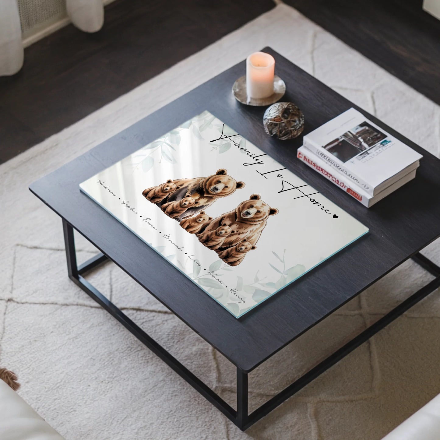 Acrylglas Bild Personalisiert Bären Familienporträt Geschenk für Oma Opa Mama Papa