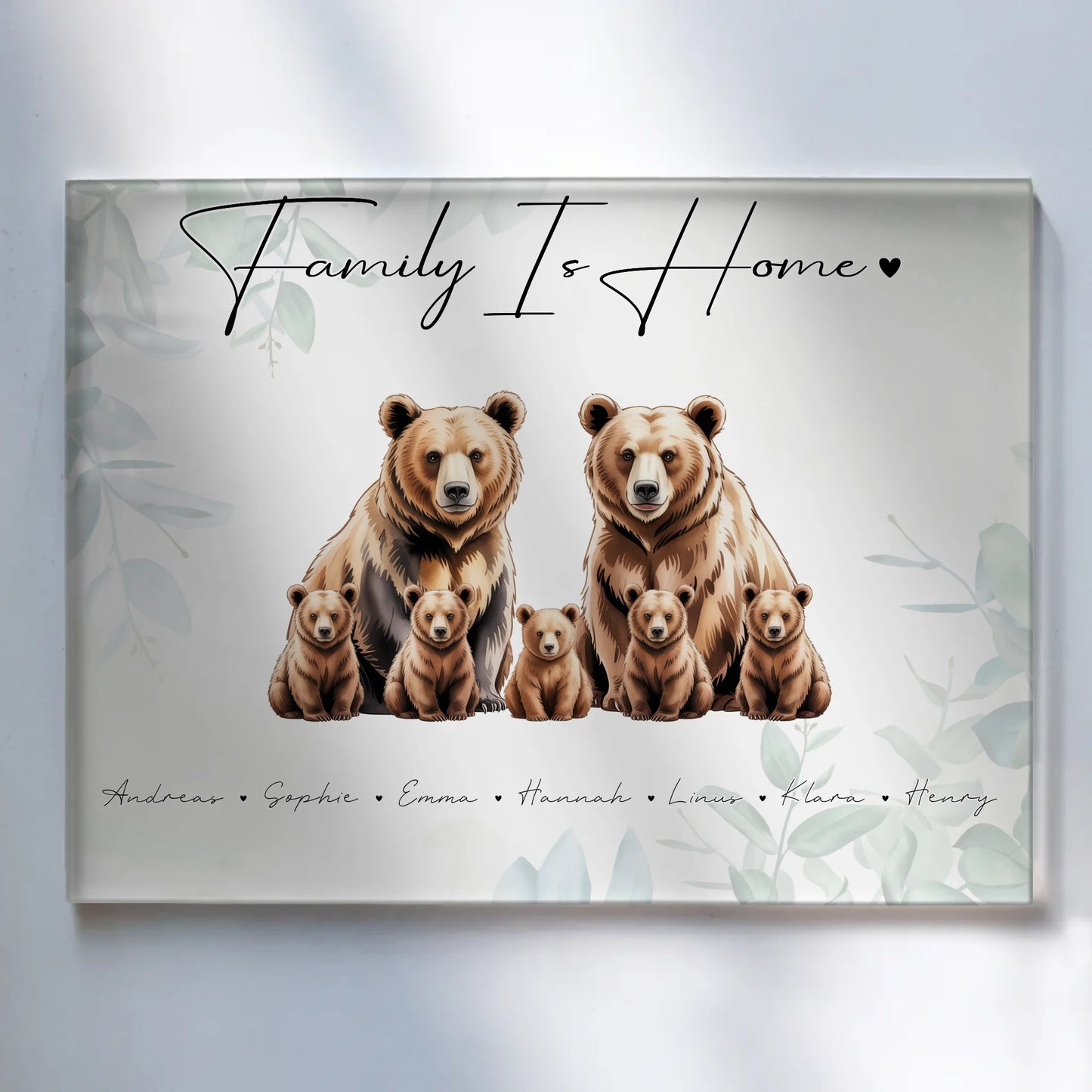 Acrylglas Bild Personalisiert Bären Familienporträt Geschenk für Oma Opa Mama Papa