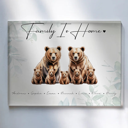 Acrylglas Bild Personalisiert Bären Familienporträt Geschenk für Oma Opa Mama Papa