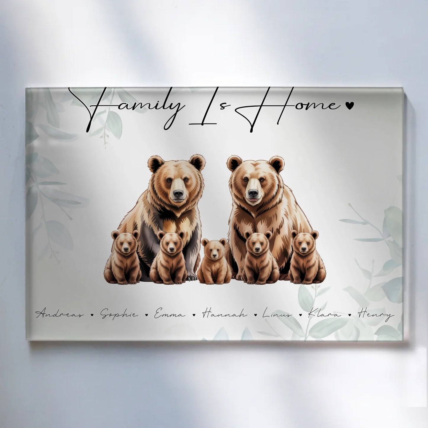 Acrylglas Bild Personalisiert Bären Familienporträt Geschenk für Oma Opa Mama Papa