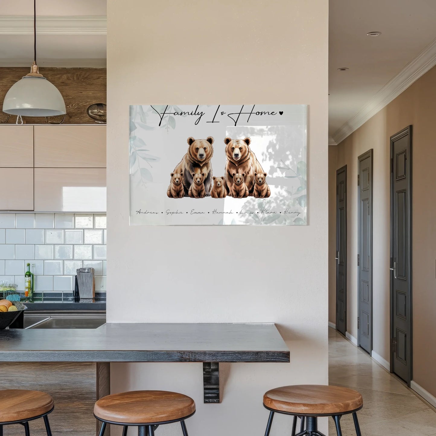 Acrylglas Bild Personalisiert Bären Familienporträt Geschenk für Oma Opa Mama Papa