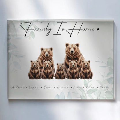 Acrylglas Wandbild Personalisiert Braunbären Familienporträt Geschenk für Papa Mama Oma Opa