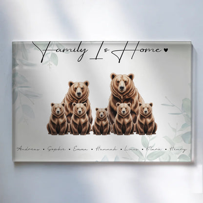 Acrylglas Wandbild Personalisiert Braunbären Familienporträt Geschenk für Papa Mama Oma Opa