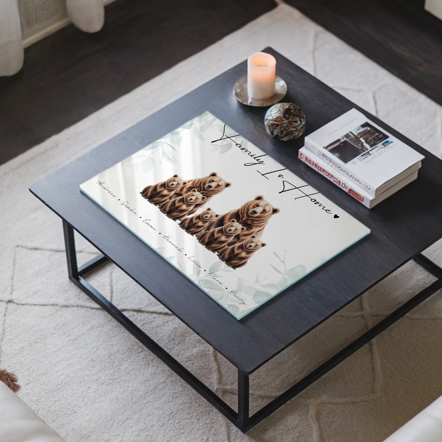 Acrylglas Wandbild Personalisiert Braunbären Familienporträt Geschenk für Papa Mama Oma Opa