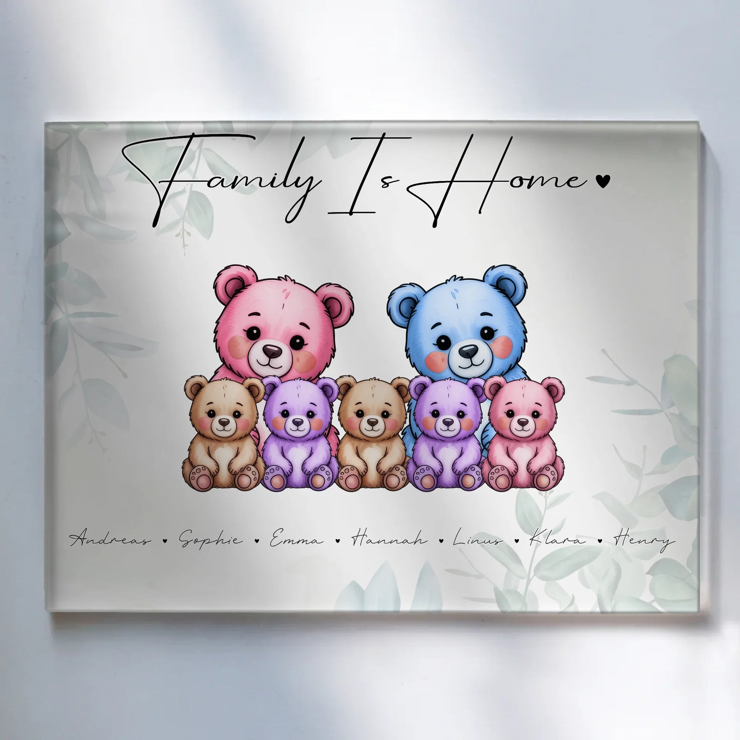 Personalisiertes Acrylglas Wandbild Bärchen Familienporträt Geschenk für Mama Papa Oma Opa