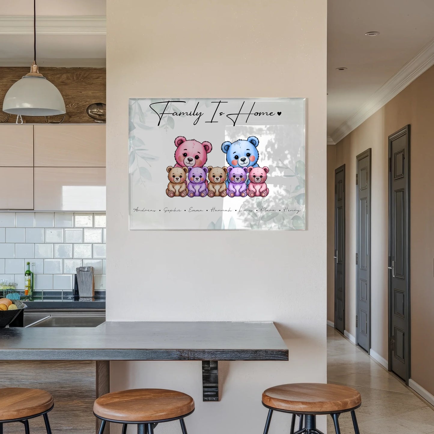 Personalisiertes Acrylglas Wandbild Bärchen Familienporträt Geschenk für Mama Papa Oma Opa