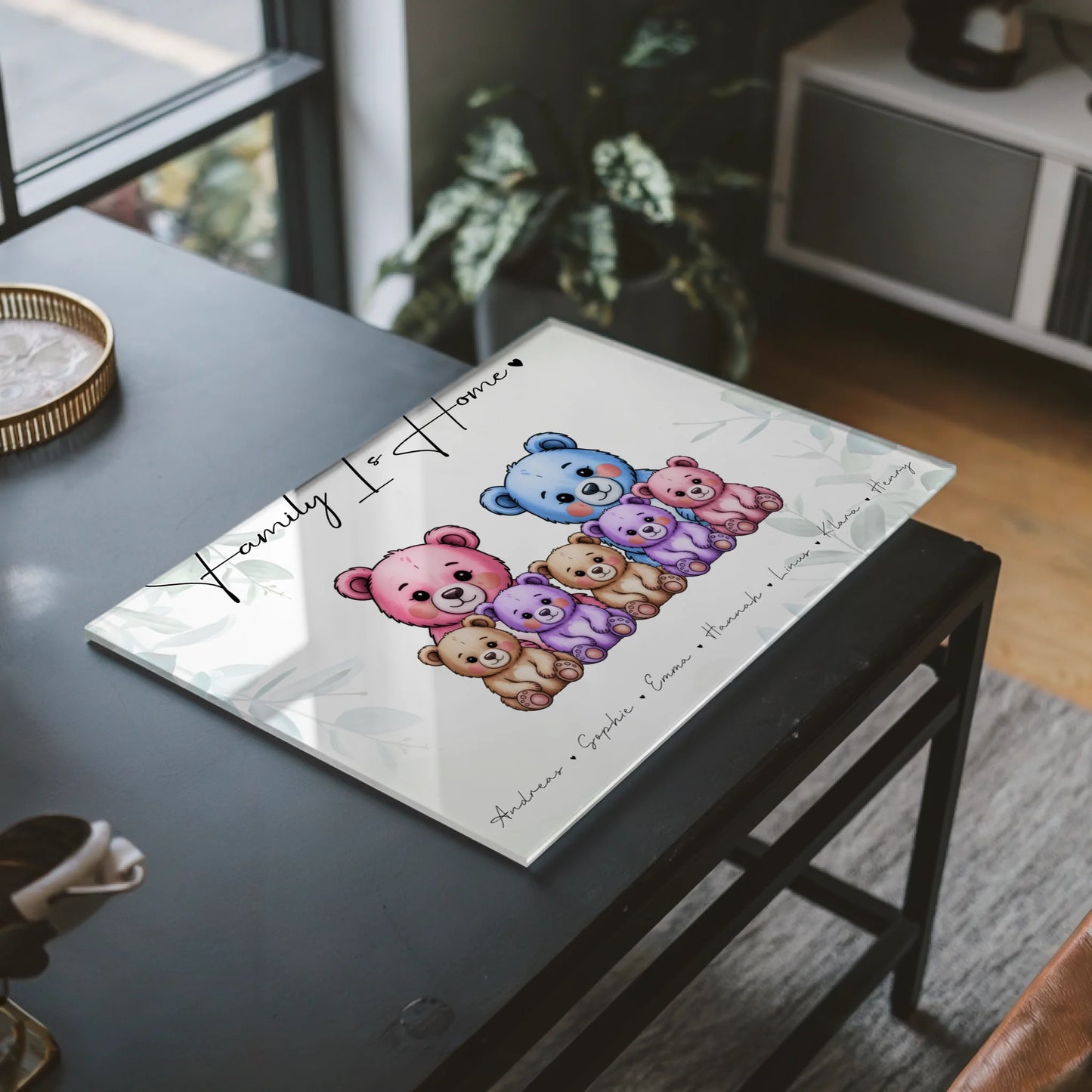 Personalisiertes Acrylglas Wandbild Bärchen Familienporträt Geschenk für Mama Papa Oma Opa