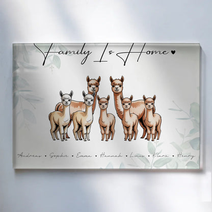 Personalisiertes Acrylglasbild Magnetisch Alpaka Familienporträt Geschenk für Oma Opa Mama Papa