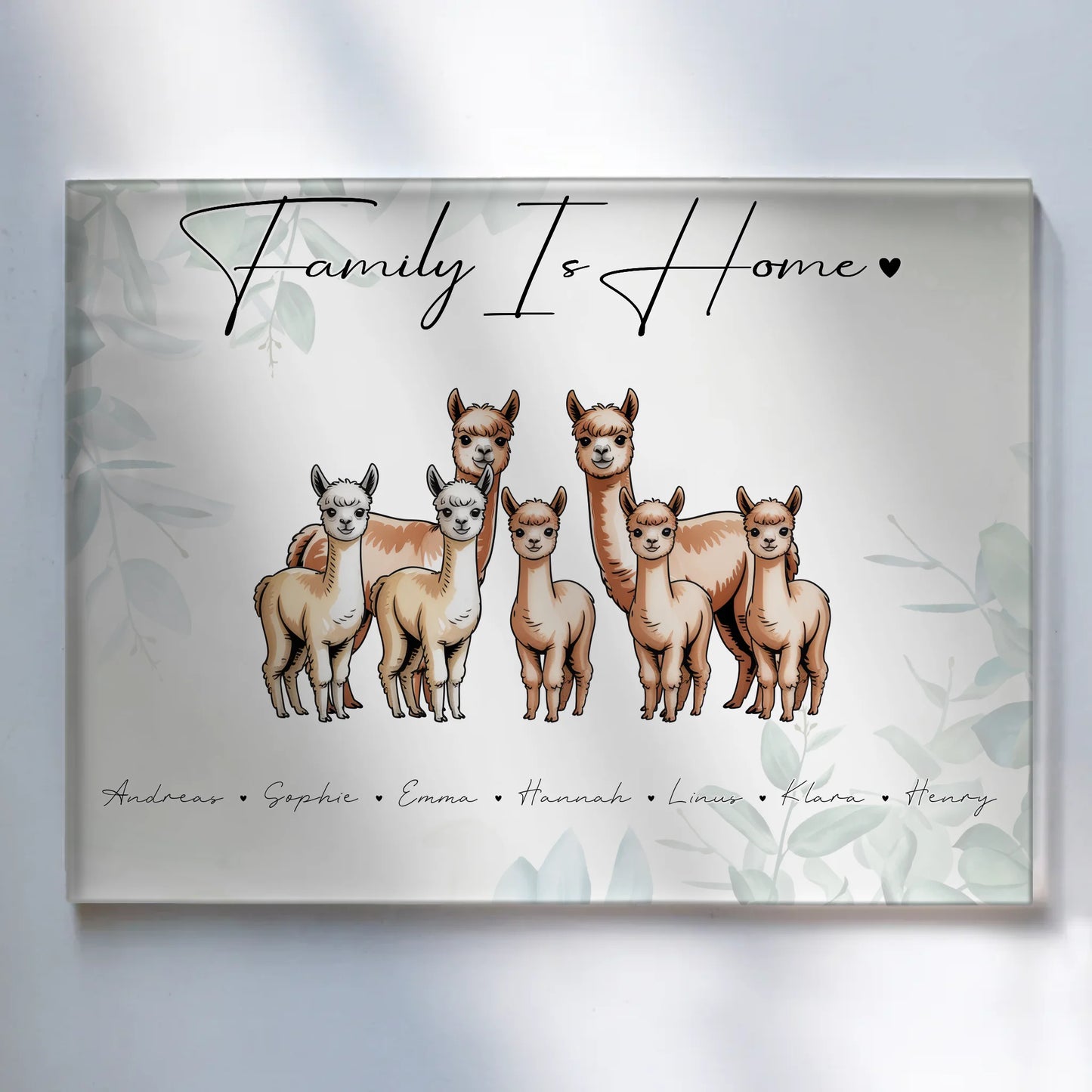 Personalisiertes Acrylglasbild Magnetisch Alpaka Familienporträt Geschenk für Oma Opa Mama Papa