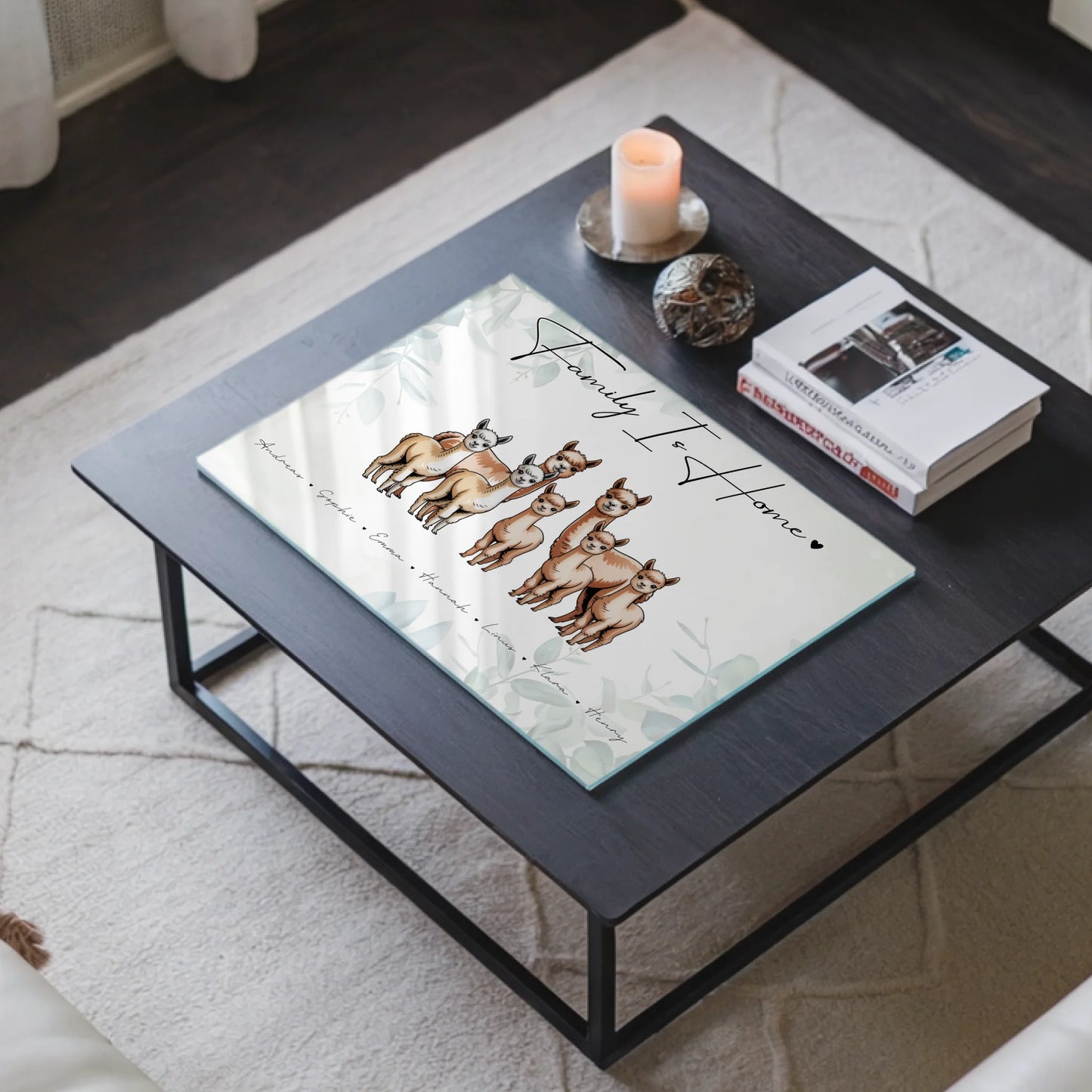 Personalisiertes Acrylglasbild Magnetisch Alpaka Familienporträt Geschenk für Oma Opa Mama Papa