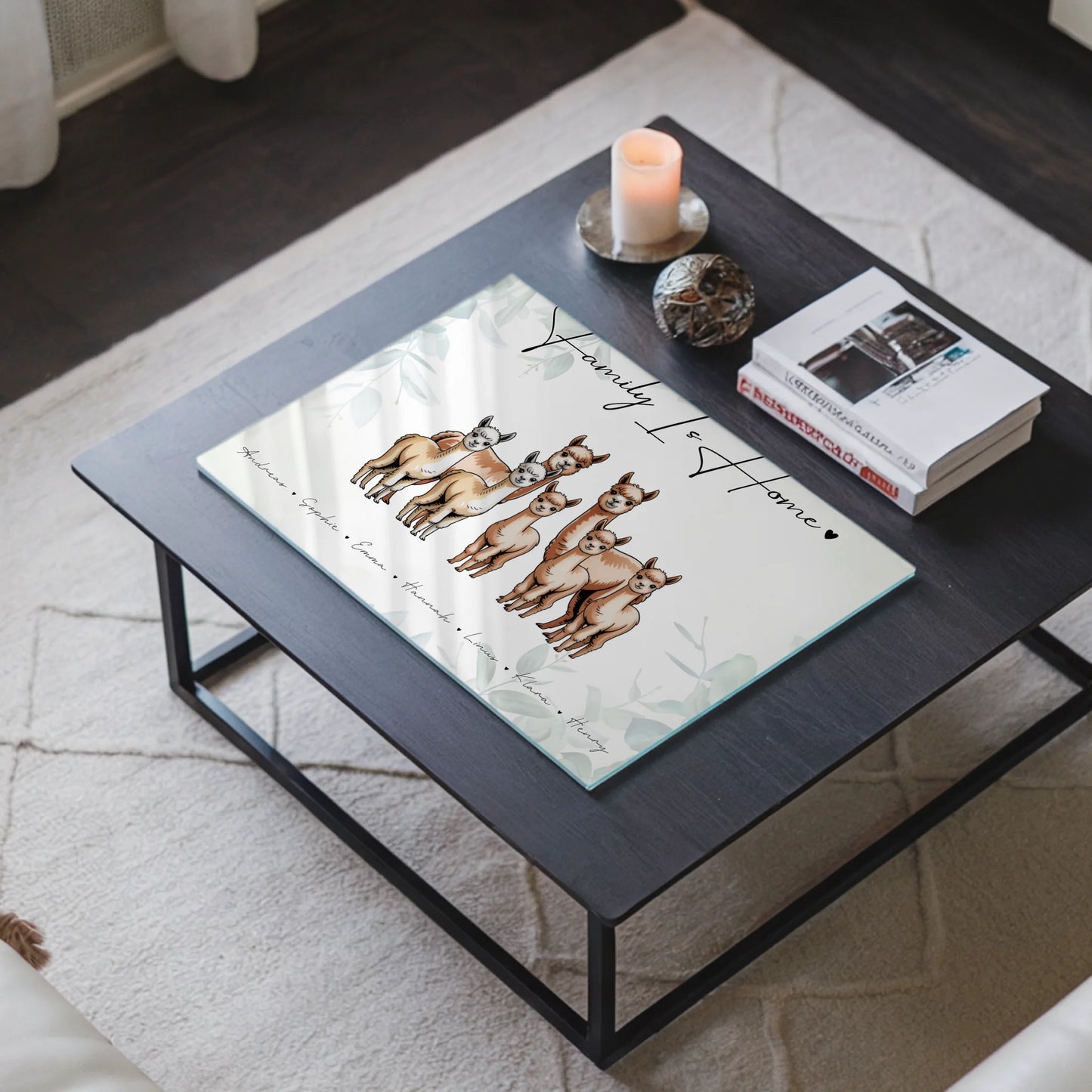 Personalisiertes Acrylglasbild Magnetisch Alpaka Familienporträt Geschenk für Oma Opa Mama Papa