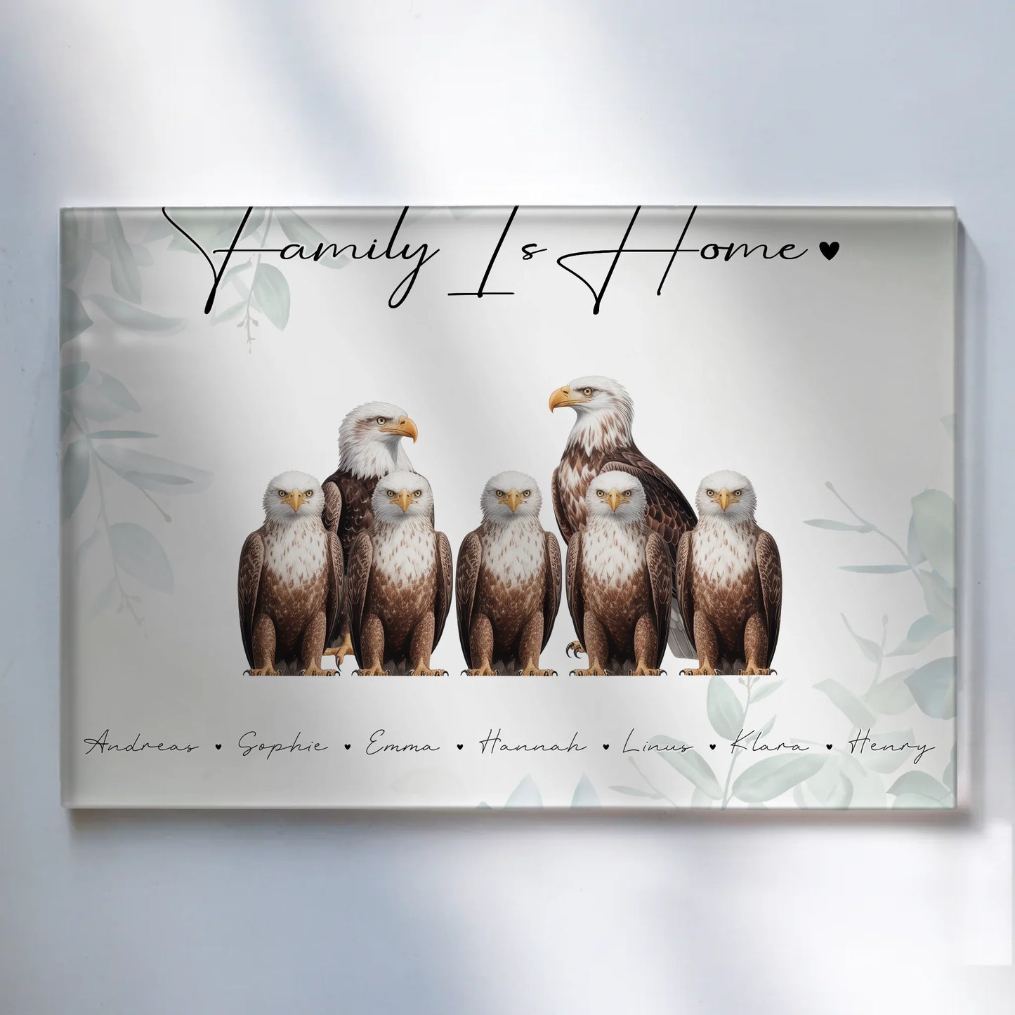 Personalisiertes Acrylglas Bild magnetisch Adler Familienporträt Geschenk für Papa Mama Oma Opa