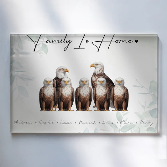 Personalisiertes Acrylglas Bild magnetisch Adler Familienporträt Geschenk für Papa Mama Oma Opa