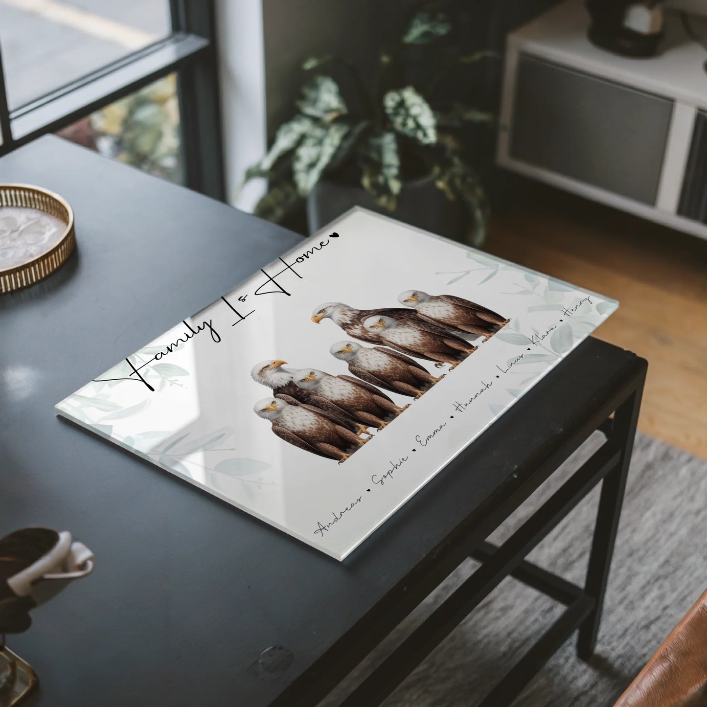 Personalisiertes Acrylglas Bild magnetisch Adler Familienporträt Geschenk für Papa Mama Oma Opa
