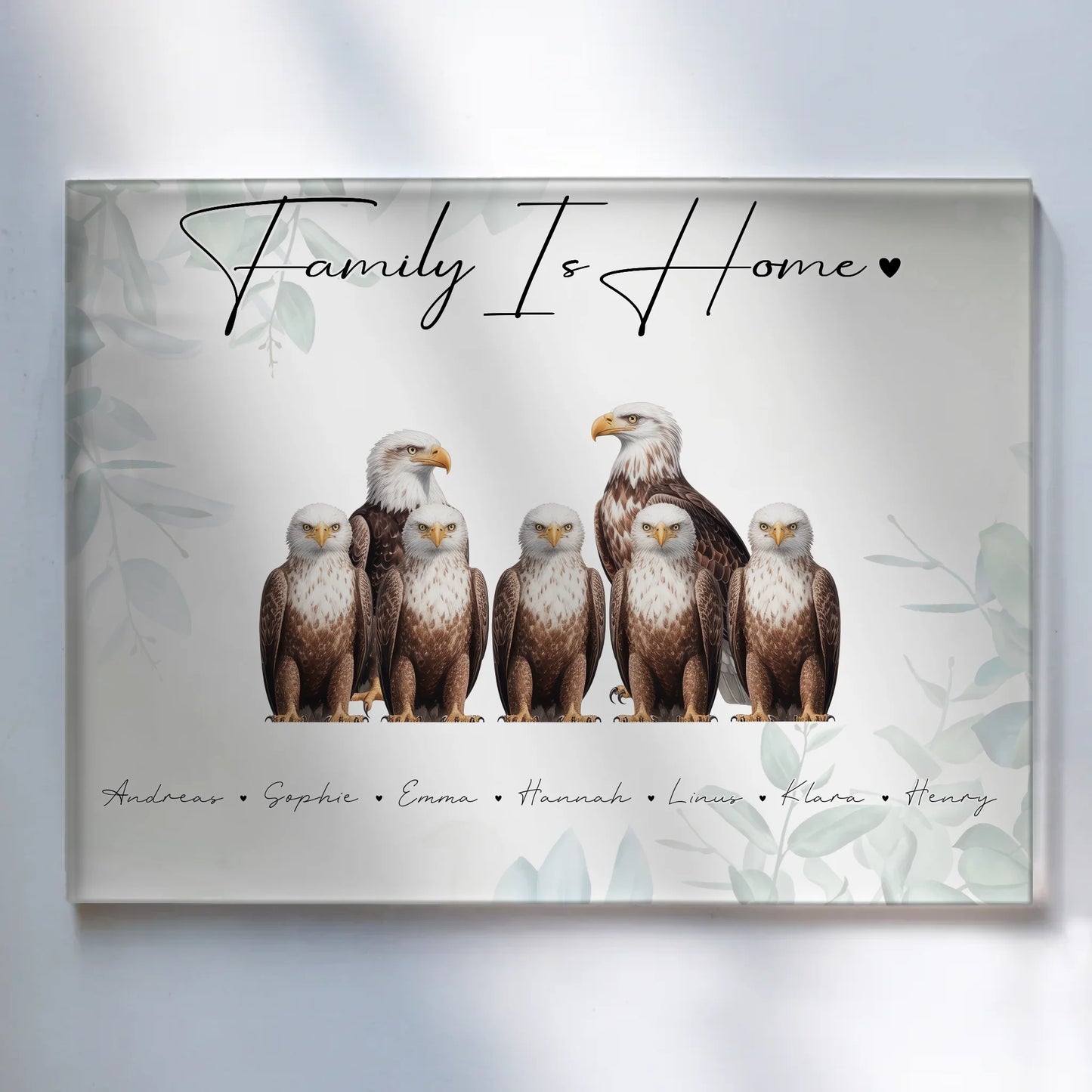 Personalisiertes Acrylglas Bild magnetisch Adler Familienporträt Geschenk für Papa Mama Oma Opa