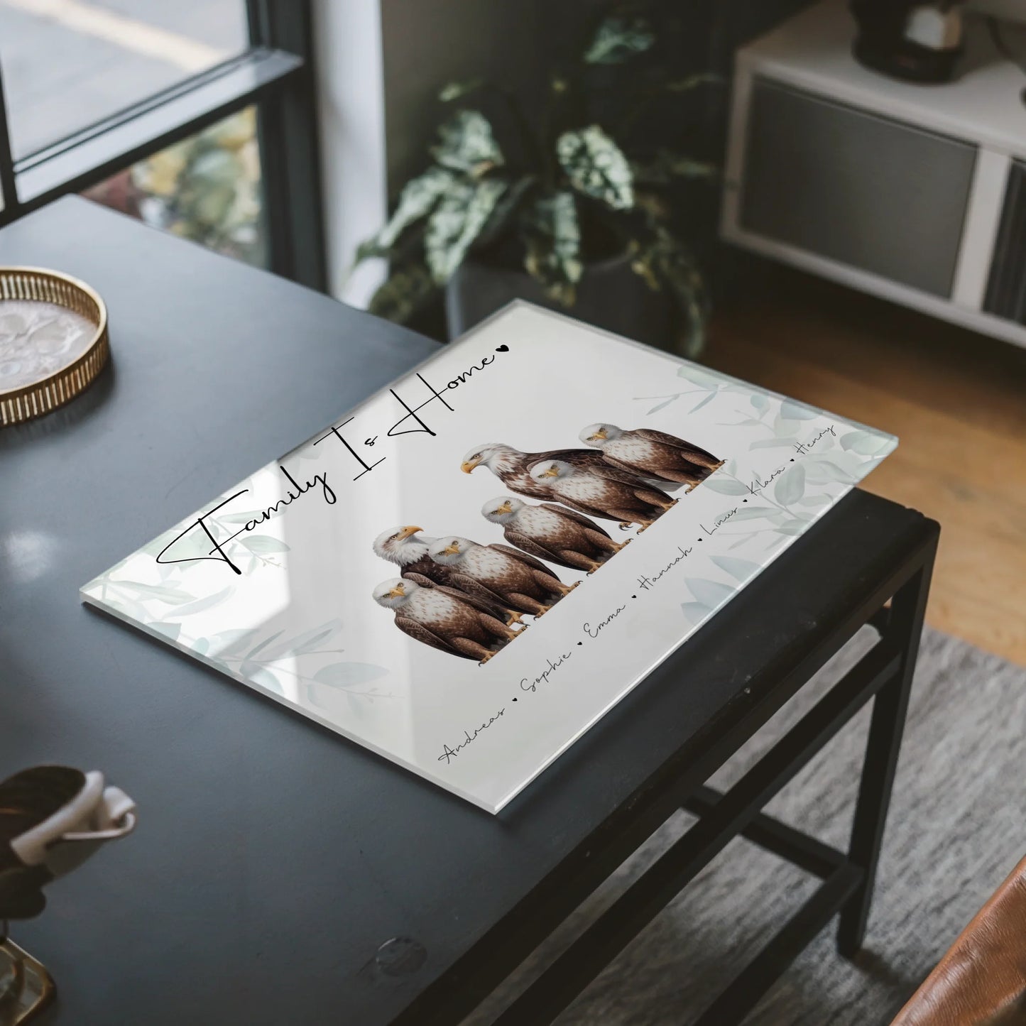 Personalisiertes Acrylglas Bild magnetisch Adler Familienporträt Geschenk für Papa Mama Oma Opa