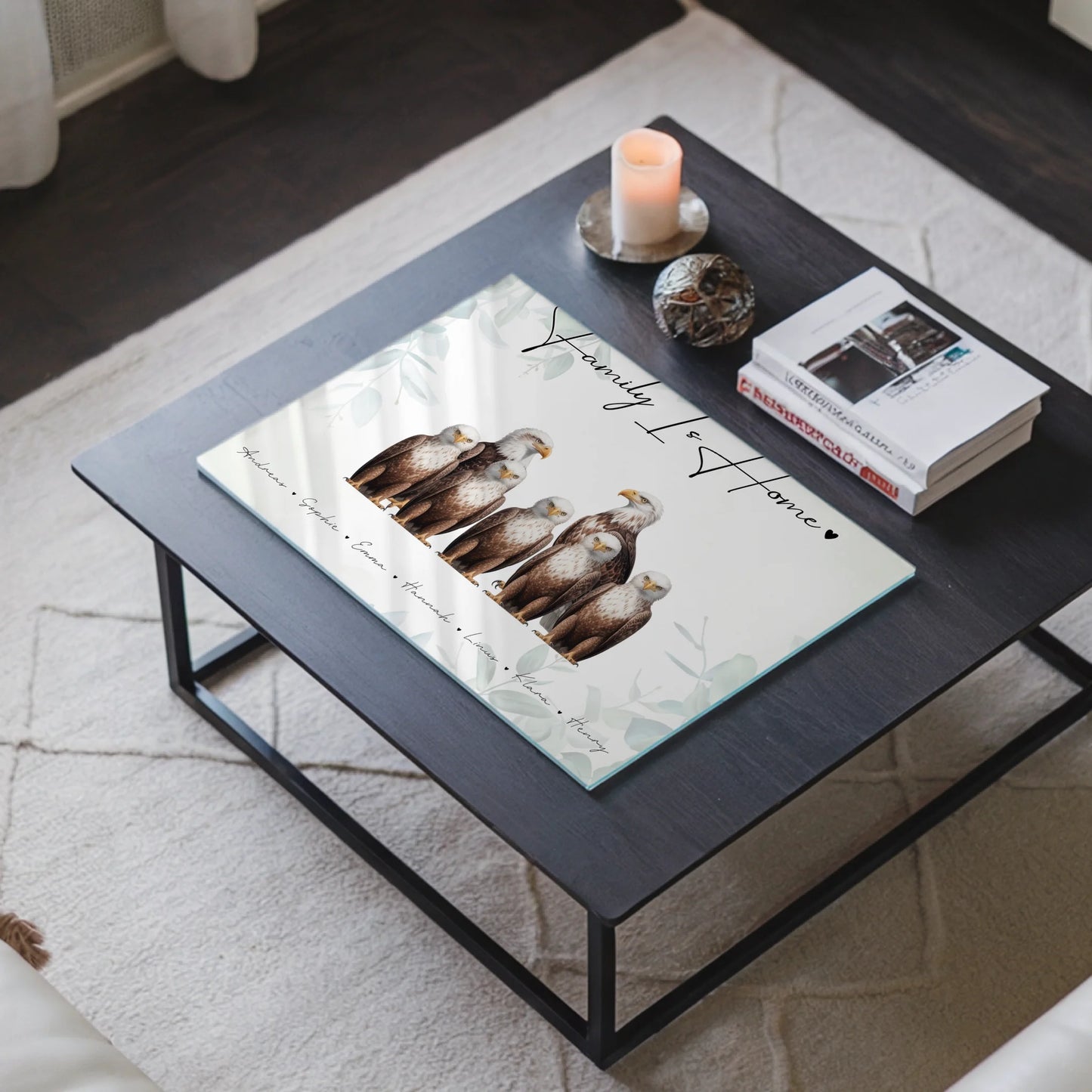 Personalisiertes Acrylglas Bild magnetisch Adler Familienporträt Geschenk für Papa Mama Oma Opa