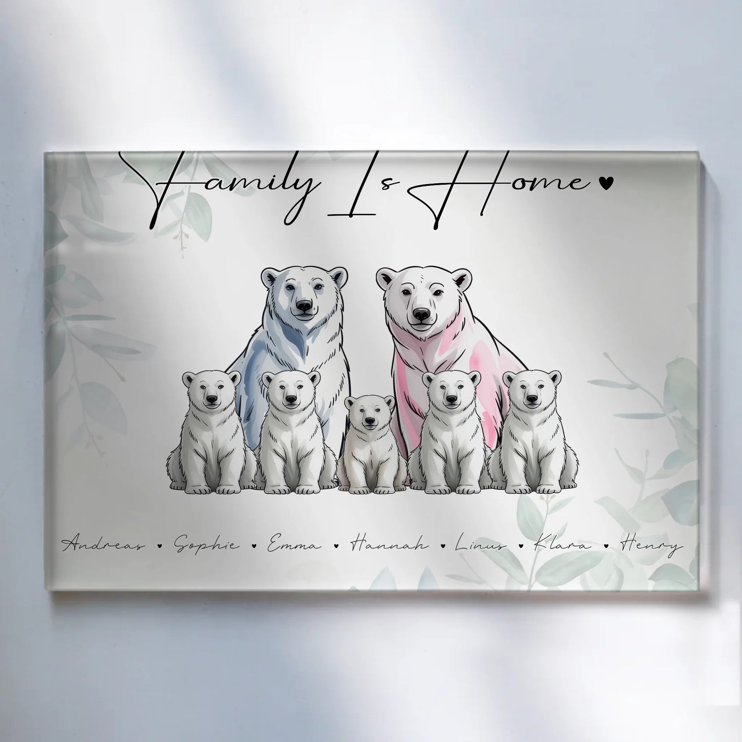 Acrylglasbild Personalisiert magnetisch Eisbären Familienporträt Geschenk für Mama Papa Oma Opa