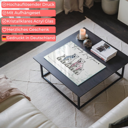 Acrylglasbild Personalisiert magnetisch Eisbären Familienporträt Geschenk für Mama Papa Oma Opa