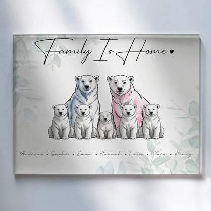 Acrylglasbild Personalisiert magnetisch Eisbären Familienporträt Geschenk für Mama Papa Oma Opa