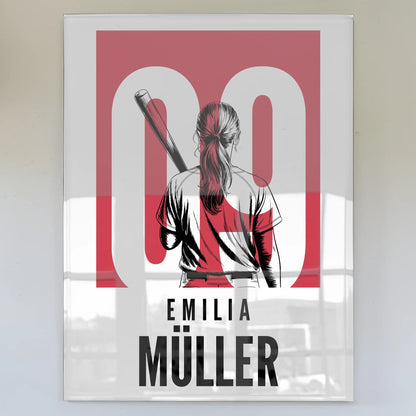 Acrylglas Bild Personalisiert magnetisch Baseball Baseballspielerin Geschenk für Tocher Mama Tante Freundin