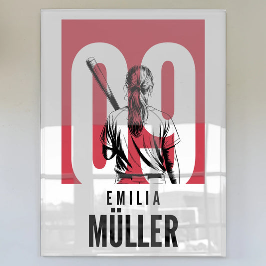 Acrylglas Bild Personalisiert magnetisch Baseball Baseballspielerin Geschenk für Tocher Mama Tante Freundin